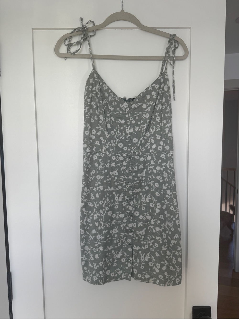Abercrombie & Fitch Green Floral Tie-Shoulder Mini Dress